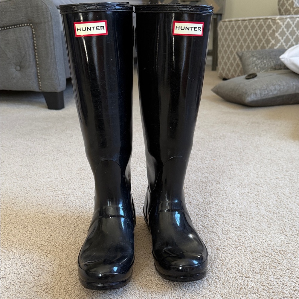 Hunter Glossy Black Rain Boots